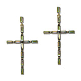Western Rhinestone Baguette Cross Drop Earrings – Silver Burnished/Volcano · SE3389VOL_SW _DSC9554