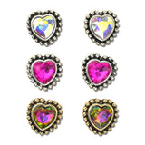 3 Pair Heart Rhinestone Western Stud Earring Set – Silver Burnished/Multi · SE3385MUL_SW _DSC9567