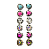 Heart Stone Rhinestone Stud Earring Set – Silver Burnished/Multi · SE3394MUL_SW _DSC9569