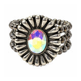 Oval Stone Navajo Bead Concho Stretch Bracelet – Silver Burnished/AB · SB2598SBAB_SW _DSC9576