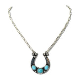 Western Horseshoe Stone Pendant Necklace – Silver Burnished/Turquoise · SN1029SBTQ_SW _DSC9584