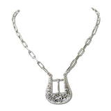 Rhinestone Belt Buckle Pendant Necklace – Silver Burnished/AB · SN1063SBAB_SW _DSC9586