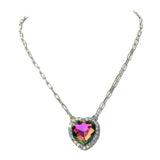 Faceted Heart Rhinestone Pendant Necklace – Silver Burnished/Volcano · SN1039SBVOL_SW _DSC9591