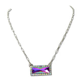 Rectangle Rhinestone Pendant Necklace – Silver Burnished/Volcano · SN1041SBVOL_SW _DSC9597