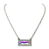 Rectangle Rhinestone Pendant Necklace – Silver Burnished/AB · SN1041SBAB_SW _DSC9598