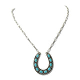 Western Horseshoe Stone Pendant Necklace – Silver Burnished/Turquoise · SN1053SBTQ_SW _DSC9602