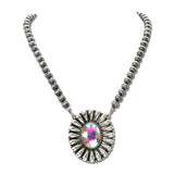 Navajo Bead Concho Pendant Necklace – Silver Burnished/AB · SN1038SBAB_SW _DSC9605