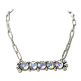 Faceted Round Stone Bar Necklace – Silver Burnished/AB · SN0864SBAB_SW _DSC9607
