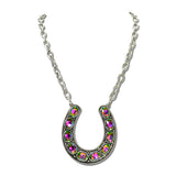 Western Horseshoe Stone Pendant Long Necklace – Silver Burnished/Volcano · SN1050SBVOL_SW _DSC9613