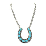 Western Horseshoe Stone Pendant Long Necklace – Silver Burnished/Turquoise · SN1050SBTQ_SW _DSC9614
