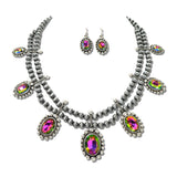 Oval Rhinestone Navajo Bead Necklace Set – Silver Burnished/Volcano · SS2446SBVOL_SW _DSC9615