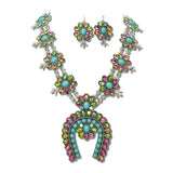 Western Rhinestone Flower Crescent Necklace Set – Silver Burnished/Volcano · SS2449TQVOL_SW _DSC9616