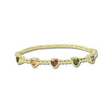 14K Gold Plated Heart CZ Textured Hinged Bangle Bracelet – Mat Gold/Multi · 1133BGM_MX _DSC9638