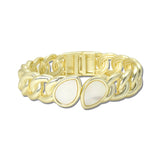 14K Gold Plated Teardrop Curb Chain Bracelet – Mat Gold/MOP · 1579BMGM _DSC9639