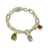 14K Gold Plated CZ Charm Two Tone Chain Bracelet – Gold/Multi · A9671BGM_MX _DSC9645