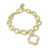 14K Gold Plated CZ Open Clover Charm Bracelet – Mat Gold/Clear · 2299BMG-P_MX _DSC9647