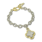14K Gold Plated Two Tone Pave Clover Charm Bracelet – Two Tone/Clear · 2090B_MX _DSC9648