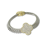 14K Gold Plated Pave CZ Clover Magnetic Bracelet – Two Tone/Clear · 1849B_MX _DSC9657