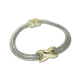 14K Gold Plated X Accent Woven Magnetic Bracelet – Two Tone · 1844B_MX _DSC9661