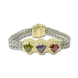 14K Gold Plated Triple Clover CZ Magnetic Bracelet – Two Tone/Multi · 2228BDM_MX _DSC9665