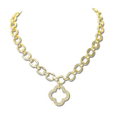 14K Gold Plated Pave CZ Clover Chain Necklace – Mat Gold/Clear · 2299MG-P_MX _DSC9671