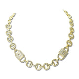 14K Gold Plated Pave CZ Lock Charm Heritage Link Necklace – Gold/Clear · 1320G_MX _DSC9677