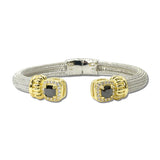 14K Gold Plated Cushion CZ Accent Open Cuff Bracelet – Two Tone/Black · BC722-BK _DSC9685