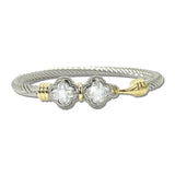 14K Gold Plated Two Tone Clover CZ Cable Bracelet – Two Tone/Clear · 2307BC_MX _DSC9694