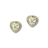 14K Gold Plated Heart CZ Two Tone Stud Earrings – Two Tone/Clear · 2216EC_MX _DSC9702