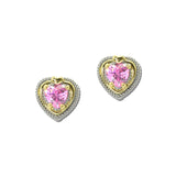 14K Gold Plated Heart CZ Two Tone Stud Earrings – Two Tone/Pink · 2216ERO_MX _DSC9703