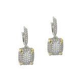 14K Gold Plated Micro Pave Cushion Two Tone Drop Earrings – Two Tone/Clear · 2215E _DSC9706