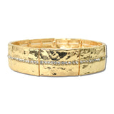 Hammered Rhinestone Stretch Bangle Bracelet – Gold · MB3412-GD_CRT _DSC9716