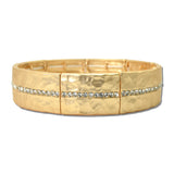 Hammered Rhinestone Stretch Bangle Bracelet – Mat Gold · MB3412-MG_CRT _DSC9719