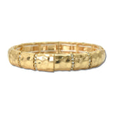 Hammered Metal Rhinestone Stretch Bracelet – Worn Gold · MB3444-WG_CRT _DSC9721