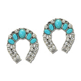 Horseshoe Stone Rhinestone Western Earrings – Silver Burnished/Turquoise · JE3116-SBTQS_JOL _DSC9737