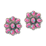 Oval Stone Cluster Concho Earrings – Silver Burnished/Pink · JE3548-SBPNK_JOL _DSC9738