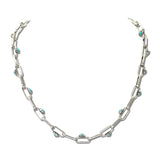 Western Stone Paperclip Link Necklace – Silver Burnished/Turquoise · JN1311-SBTQS_JOL _DSC9744