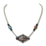 Oval Pendant Western Necklace – Silver Burnished/Turquoise · JN1670-SBTQS_JOL _DSC9753