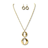 Hammered Open Oval Pendant Long Necklace Set – Gold · NE8777GD_JM _DSC9766
