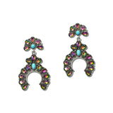 Western Squash Blossom Rhinestone Drop Earrings – Silver Burnished/Volcano · SE3421TQVOL_SW _DSC9775