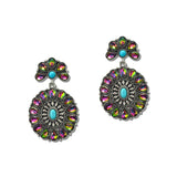 Western Concho Rhinestone Drop Earrings – Silver Burnished/Volcano · SE3420TQVOL_SW _DSC9776