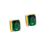 Emerald Cut Rhinestone Stud Earrings – Gold/Emerald Green · OEC3068GDEME_OZ _DSC9777