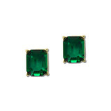 Emerald Cut Rhinestone Stud Earrings – Gold/Emerald Green · OEC3068GDEME_OZ _DSC9778