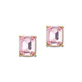 Emerald Cut Rhinestone Stud Earrings – Gold/Pink · OEC3068GDPK_OZ _DSC9779
