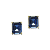 Emerald Cut Rhinestone Stud Earrings – Gold/Montana Blue · OEC3068GDMON_OZ _DSC9780
