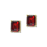 Emerald Cut Rhinestone Stud Earrings – Gold/Red · OEC3068GDSM_OZ _DSC9782