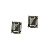 Emerald Cut Rhinestone Stud Earrings – Gold/Black Diamond · OEC3068GDBD_OZ _DSC9786