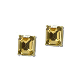 Emerald Cut Rhinestone Stud Earrings – Gold/Topaz · OEC3068GDLCT_OZ _DSC9787