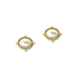 Oval Pearl Framed Stud Earrings – Gold/Cream · OEH5252GDCRM_OZ _DSC9789