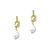 Knotted Pearl Drop Earrings – Gold/Cream · OEH5394GDCRM_OZ _DSC9793